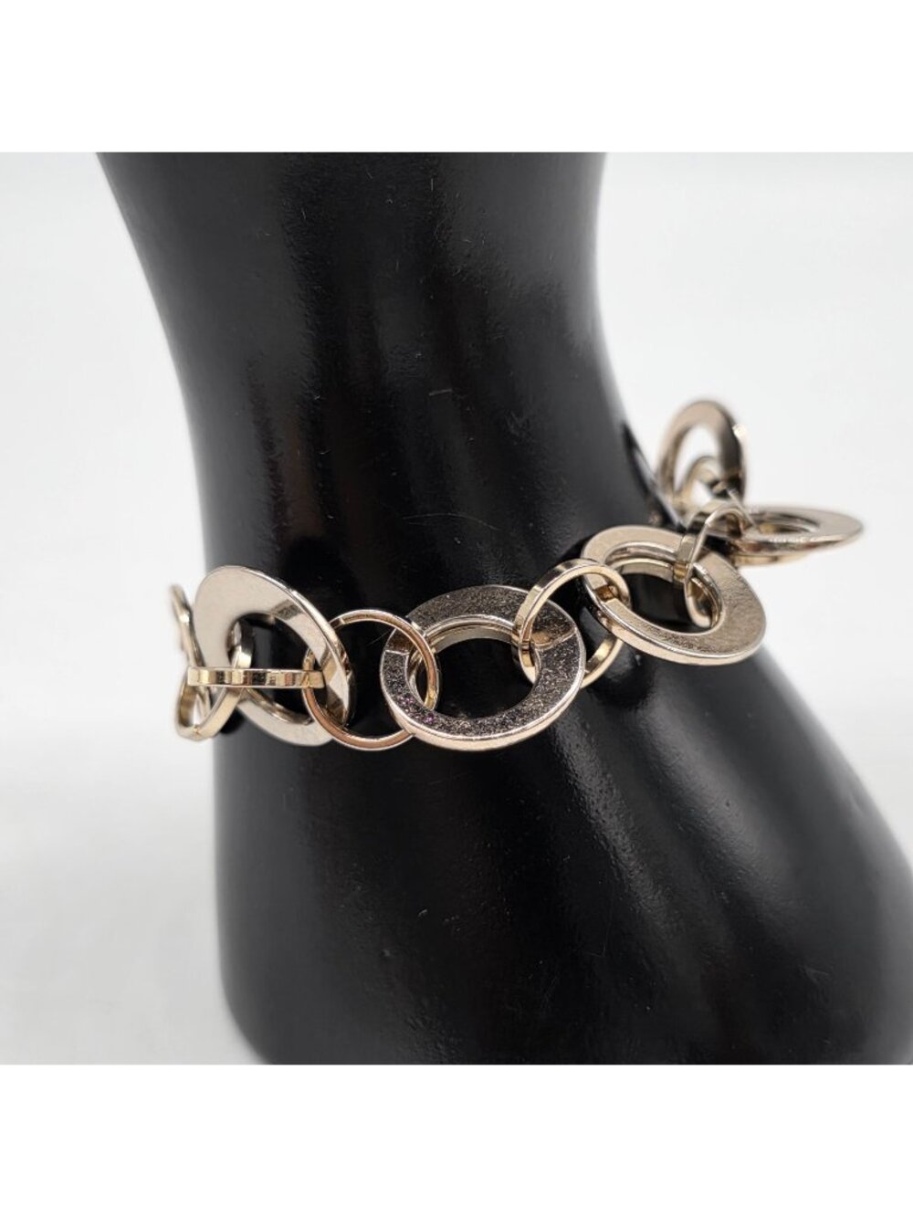 LC Lauren Conrad 1960s Style Bracelet Gold-Tone Circular Link With Secure Clasp